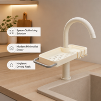 Support de rangement compact pour robinet de salle de bain, organisateur d'évier de cuisine pour savon et éponge