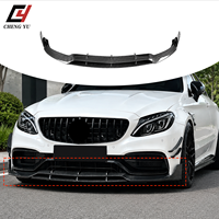 Lèvre de pare-chocs avant aspect fibre de carbone pour Mercedes Benz W205 Classe C C63 C63s Coupé 2015-2021 Kit séparateur avant ABS noir brillant