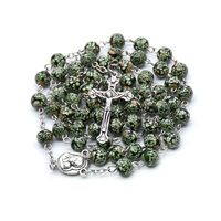 Chapelet de perles de prière en céramique, collier central Maria, perles de croix, pour chapelet catholique