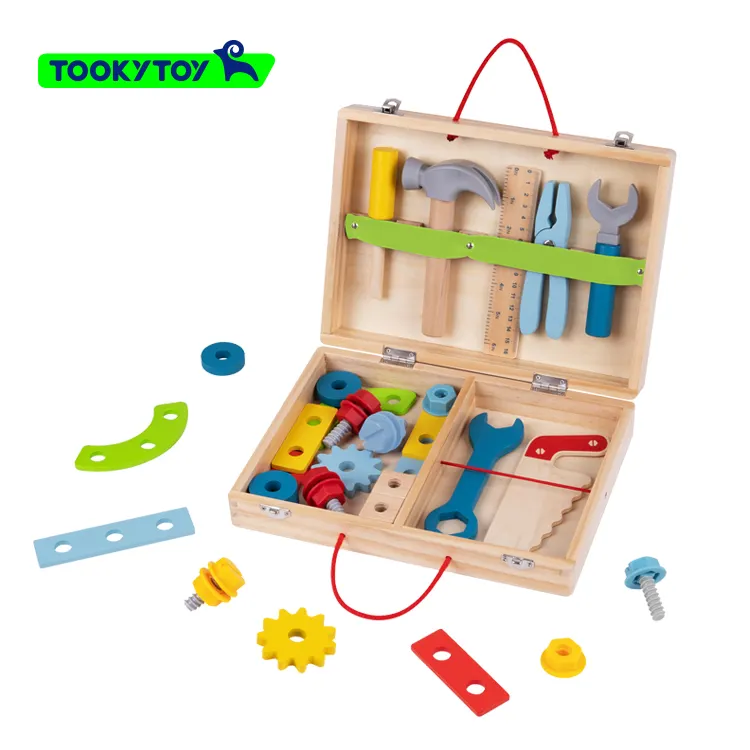 Kinder Tool Set Box Holz spielzeug Set Pretend Toy Carpenter Tool Box Vorschul spielzeug für Kinder