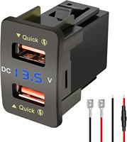 Adaptador de carga rápida QC3.0 para coche - 2 puertos USB y medidor de voltaje para coches Honda (negro)