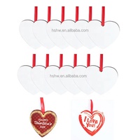 Ornement de Noël en forme de cœur MDFSUB, à suspendre, vierge pour sublimation, DIY, 70x75mm