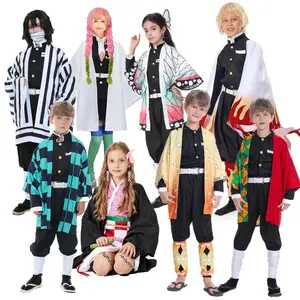 Enfants fille garçon Anime Kimetsu no Yaiba Kamado Nezuko Kimono Anime démon tueur Cosplay Costume AOKG-002