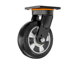 Nouvelle roue pivotante à frein total, à faible bruit, en caoutchouc souple et durable, capacité de charge de 60 kg, 4/5/6/8 pouces, gris