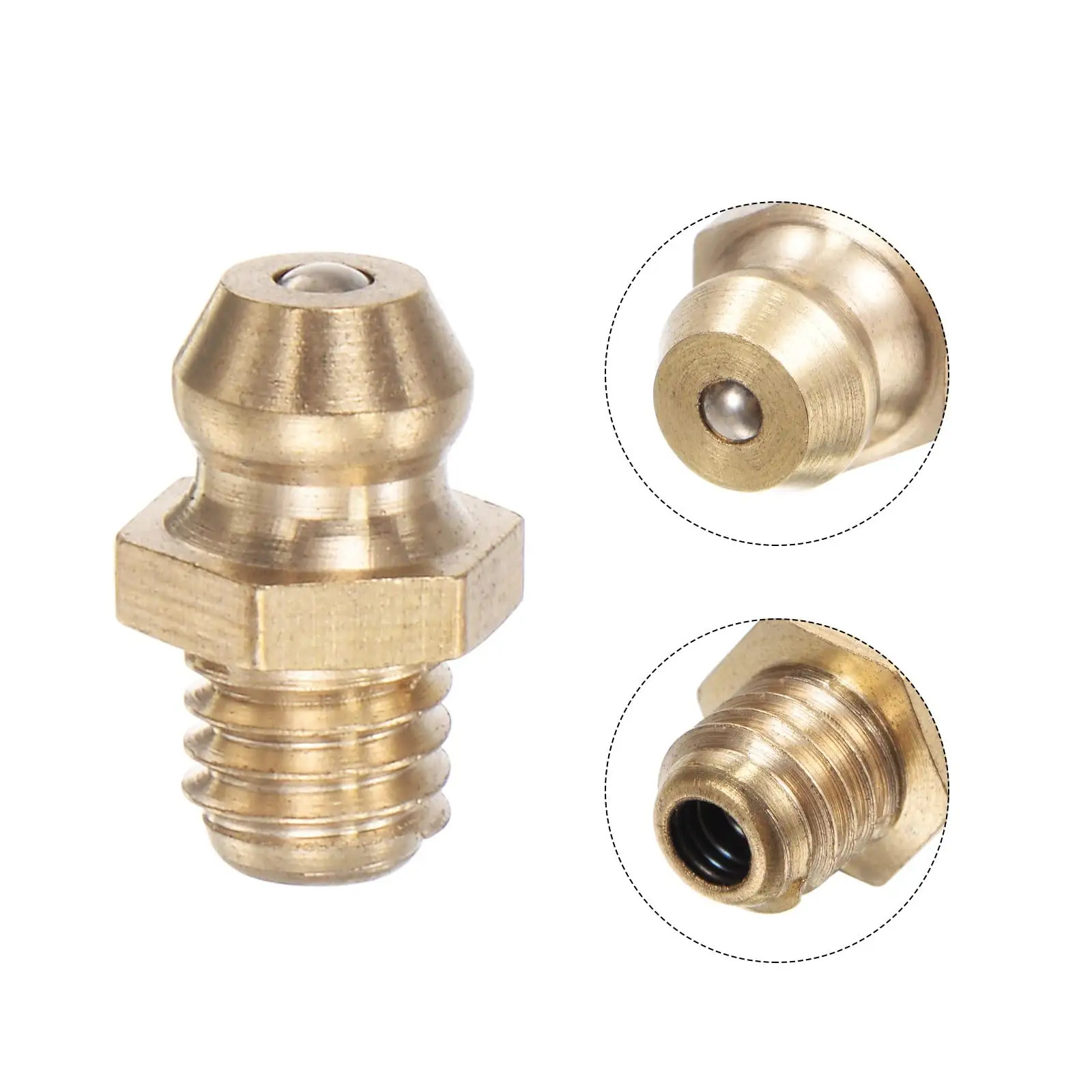 Brass Straight and Angled Grease Fitting M6x1mm Metric Thread Straight 90 Degree 45 Degree Hydraulic Grease Nipple