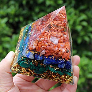 <b>Crystal</b> Chip Pyramid Resin Epoxy Craft Desktop Ornament Home Decoration Gift - Product Image 3