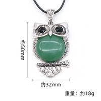 Collier pendentif hibou incrusté d'agate naturelle multicolore, pierres semi-précieuses pour la fabrication de bijoux, vente en gros