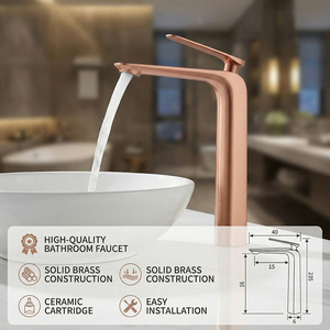 Rubinetti di Lusso in Ottone per <span class=keywords><strong>Lavabo</strong></span>, Acqua Calda e Fredda, Finitura Oro Rosa, per <span class=keywords><strong>Bagno</strong></span>, Marca Gockel - Product Image 2