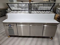 Table de préparation réfrigérée en acier inoxydable YINZHENG pour sandwichs, pizzas, salades et aliments froids – Idéale pour la restauration rapide et les magasins de proximité