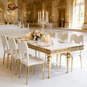 Table de salle à manger de style moderne, base en acier inoxydable, design luxueux, style mid-century - Product Image 1