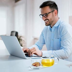 Tazza da Tè in Vetro Isolante Multifunzionale con Filtro e Coperchio, Tazza in Vetro Borosilicato Trasparente per Casa e Ufficio - Product Image 3