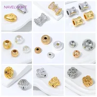 Perles d'espacement rondes plaquées or 18 carats avec zircon incrusté, à grand trou, séparateurs de couleur inaltérable pour la création de bracelets/colliers DIY