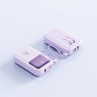 Nouvelle mini batterie externe ultra-rapide 66W en plastique 20 000mAh avec câble intégré PD 20W Charge rapide bidirectionnelle Chargeur portable
