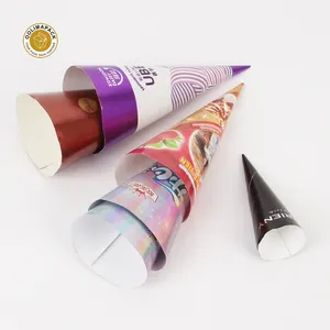 Lengan Kerucut Es Krim Sekali Pakai Ramah Lingkungan Kertas Cantik Promosi