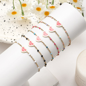 Pulsera <span class=keywords><strong>de</strong></span> Acero Inoxidable con Forma <span class=keywords><strong>de</strong></span> Corazón, Pulsera <span class=keywords><strong>de</strong></span> Amor, Carta, <span class=keywords><strong>Amistad</strong></span>, Regalo <span class=keywords><strong>de</strong></span> Cumpleaños - Product Image 1