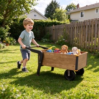 Chariot de jardin en bois pour enfants avec roue en PVC, chariot de jeu extérieur pour la crèche, chariot à sable pour la cour