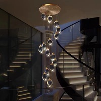 Roman Moderne Doré Luxe Cristal Cage d'escalier Long Pendentif Lumière Duplex Bâtiment Villa Escalier Lustre