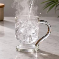 Taza de Latte de Vidrio de Borosilicato de Alta Calidad con Platillo Integrado y Asa Elegante para Espresso, Leche, Jugo, Oficina, Fiestas