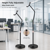 Support de sol télescopique en alliage d'aluminium à rotation 360° pour tablette, réglable en hauteur, idéal pour le bureau et le streaming en direct (vente en gros)