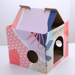 2 in 1 <span class=keywords><strong>Cat</strong></span> Play House Wellpappe Scratcher Box für zwei Katzen schlafen - Product Image 4