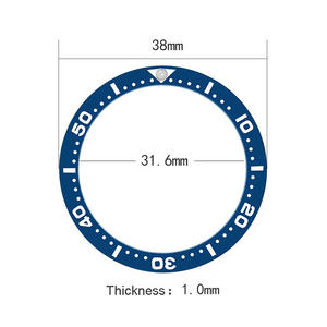Insert de lunette en céramique plate 38*31,6 mm avec pip luminescent à 12 pour pièces de montre SKX007 <span class=keywords><strong>SKX009</strong></span> - Product Image 1