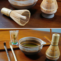 Fouet à Matcha Traditionnel en Bambou, Ensemble de Thé Vert en Poudre, Fouet Chasen, Cuillère Chashaku, Fouet en Bambou pour Poudre de Matcha