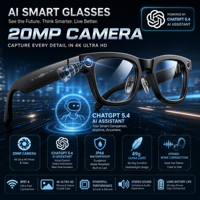 Nouvelles lunettes intelligentes HD 20MP avec caméra, stéréo 3D, IA, Wifi6, traducteur IA GhatGPT, commande vocale, charge rapide