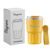 Mug de voyage isotherme en acier inoxydable 360 ml (12 oz) avec paille, tasse de bureau moderne à double paroi, thermos anti-fuite