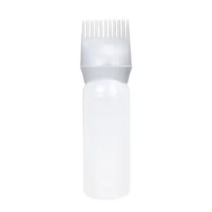 Custom 200ml 300ml 500ml PE Hair oil bottle with comb Eco-friendly plastic salon hair baster with comb
