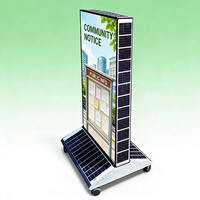Boîte lumineuse publicitaire solaire LED rectangulaire autoportante en aluminium avec roues mobiles, étanche IP65, double face, pour extérieur et commerce de détail