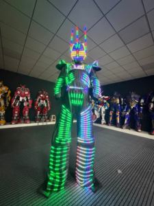 Traje de robot LED de píxeles a todo color, chaqueta láser David <span class=keywords><strong>Guetta</strong></span>, disfraz luminoso de Ranger Stilts, seda/algodón, para actuaciones en escenario para hombre - Product Image 3