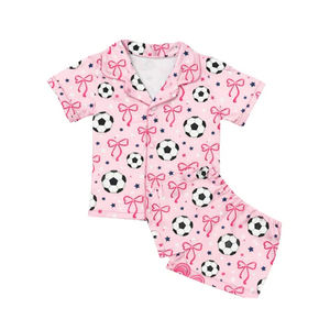 GSSO3543 Conjunto Infantil Personalizado para Niña Activa con Estampado de Flores, Manga Corta y Detalle Festoneado, Venta al Por Mayor - Product Image 3