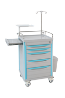 Chariot d'urgence médical en ABS pour hôpital avec roues, chariot à patient en plastique avec tiroir et armoire intégrée