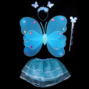 Costume de fée papillon pour filles, 4 pièces, costume de cosplay de princesse, ailes lumineuses, bandeau, accessoires de fête d'Halloween, jaune - Product Image 6