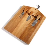 Ensemble de planches à fromage en bois en promotion avec couteau et fourchette, logo gravé au laser, idéal pour la cuisine à domicile, parfait pour le petit-déjeuner, coffret cadeau