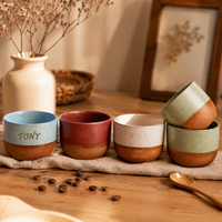 Tasse à café en argile rustique gravée sur mesure, gobelet en céramique moucheté, cadeau souvenir unique pour anniversaire, pour amis et famille