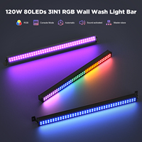 UKING 80LED RGBW 4 en 1 Barre de lumière murale, lumière de scène, DMX, effet de poursuite stroboscopique, lumières de scène pour discothèque, DJ, soirée, boîte de nuit