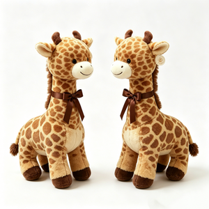 Girafe en peluche souriante, décoration classique, girafe en peluche marron à motifs, cadeau - Product Image 2