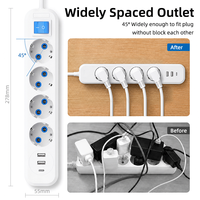 Multiprise PHEIYON 4 prises UE avec ports de charge USB-A et USB-C, 16A 3680W, interrupteur principal marche/arrêt, pour usage hospitalier