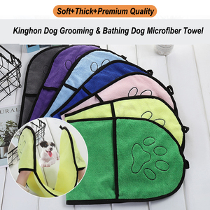 Ultra Absorbent Microfiber Dog Grooming Towel with Hand Pockets Quick Drying Dog Shammy Stocked Feature - Product Image 5