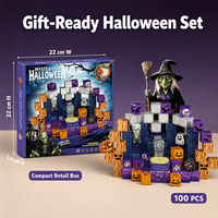 Lot de 100 blocs de construction magnétiques Halloween en ABS, aimants puissants, jouet éducatif STEM pour le jeu de rôle, vente en gros UE/US