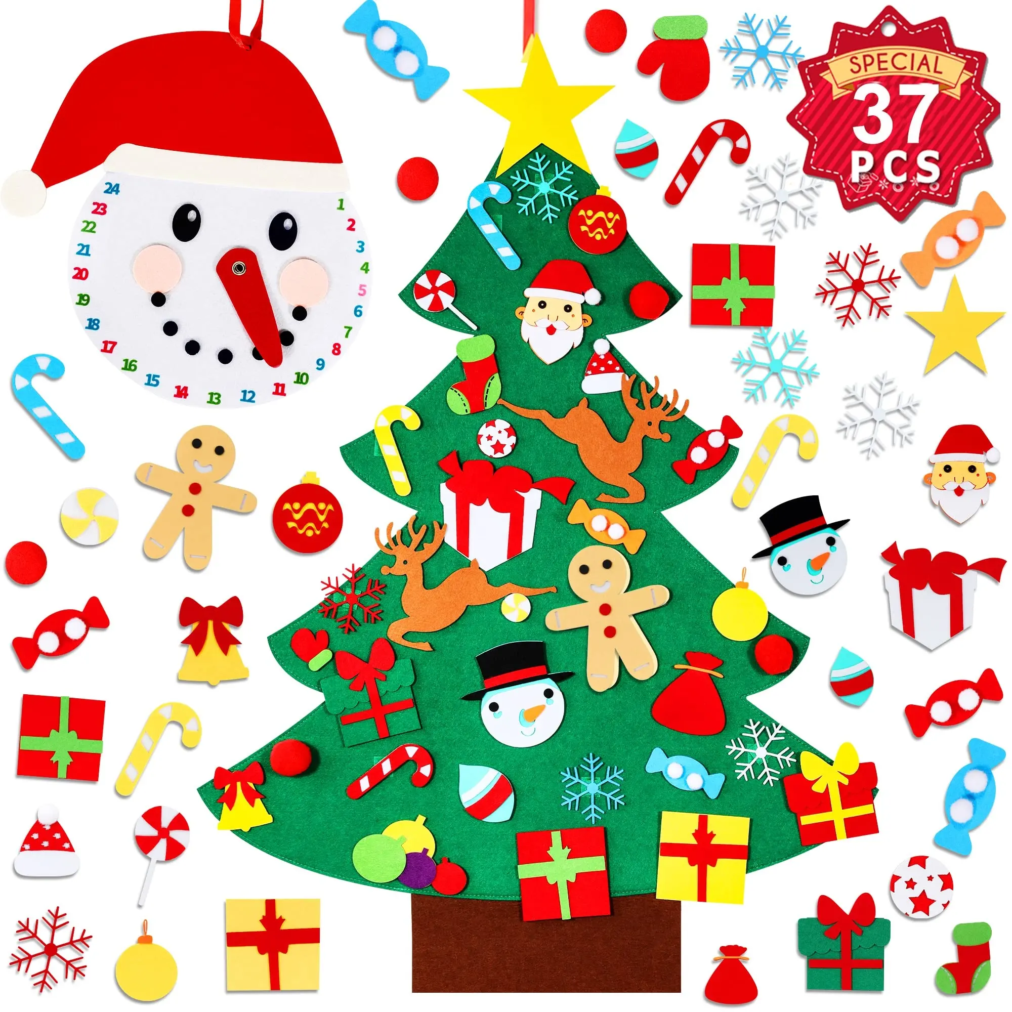 Christmas New Year Craft Gifts Wall Hanging DIY Decorations Hanging Kids Felt Christmas Tree