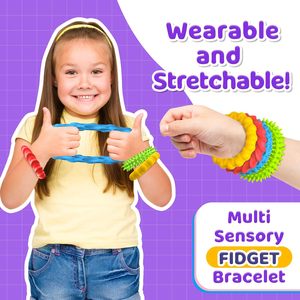 4 <b>Pack</b> Sensory Texture Silicone Bracelet Elastic Tactile <b>Fidget</b> Toys for Stress Relief Educational Quiet Calm Classroom Item - Product Image 3