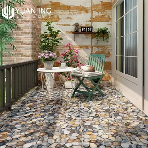 Aspect galets 3D 400x400mm finition pavée revêtement de sol extérieur design nouvel arrivage carreaux de sol en céramique carreaux de porcelaine antidérapants