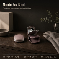 Poudrier compact multi-spécifications à trois couches, coins arrondis, avec miroir intégré, pour poudre et blush, fourni directement