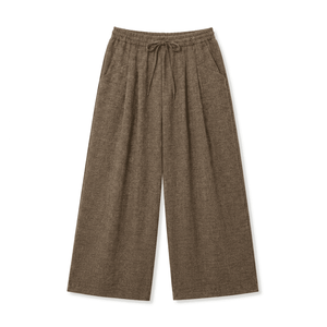 Pantalon décontracté pour femme en satin rayé, taille haute élastique, coupe ample et jambe large, longueur intégrale, fabriqué au Bangladesh - Product Image 5