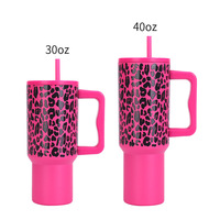 Botol Minum Dinding Ganda Stainless Steel Custom, Cangkir Kopi Travel Terisolasi, Tumbler 30oz 40oz Dengan Gagang dan Tutup Sedotan