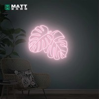 Letreros de Neón con Hojas de Monstera, Letrero de Neón Personalizado con Forma de Hoja de Tortuga Verde, Luces LED, Decoración de Pared para Dormitorio