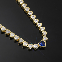 Collier tennis plaqué or avec zircon en forme de cœur, chaîne perlée, bijoux pour femme, cadeau de fête, vente chaude