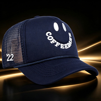 Nueva Gorra Trucker de Malla con Bordado de Letras Sonrientes, Gorra de Béisbol Casual Versátil de Alta Calidad con Protección Solar para Hombres y Mujeres, Logotipo Personalizado